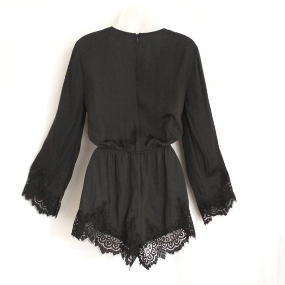 Kendall & Kylie Black Romper Size XS Lace Trim Whimsigoth Witchy Grunge Goth - Picture 5 of 11
